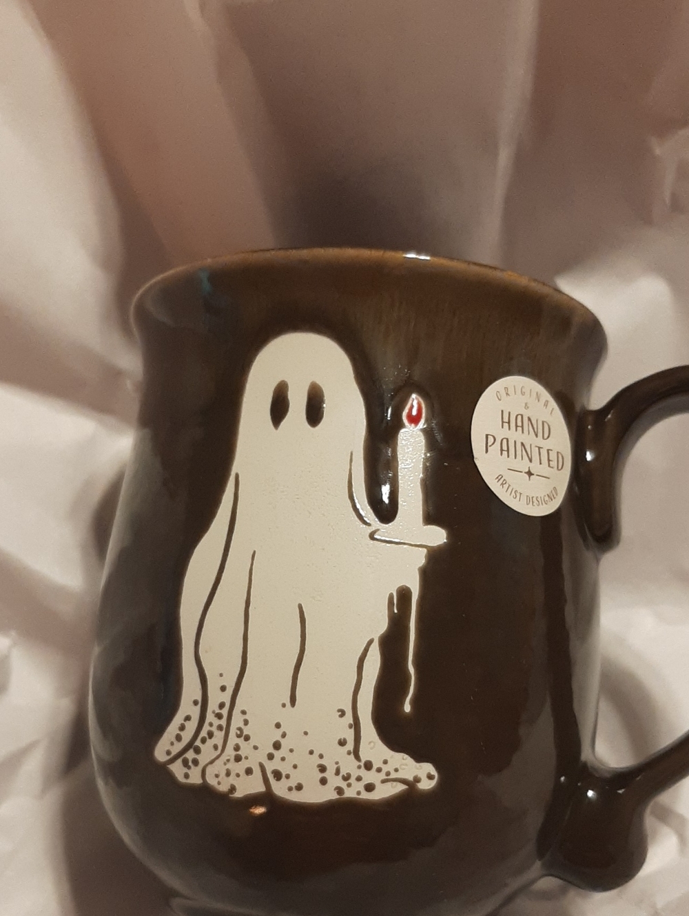 Eli & Ana Handpainted Brown Ghost Ceramic Mug - NWT
